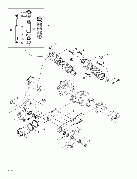 ATV  Traxter, 7419/7420/7425/7426 (red/rouge), 2001 - Rear Suspension