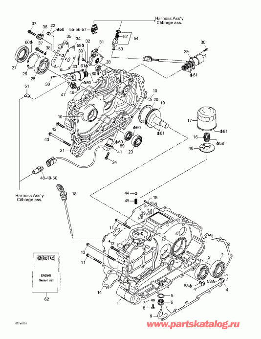 BRP Traxter, 7421/7422/7427/7428 (green/vert), 2001 - Clutch Housing And Cover