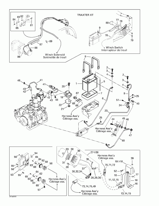 BRP ������ Traxter, 7423/7424 (yellow/jaune), 2001 - Battery And Electrical Accessories