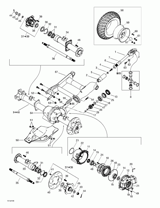  BRP  Traxter, 7459/7460/7465/7466, 2001 - Drive System, Rear
