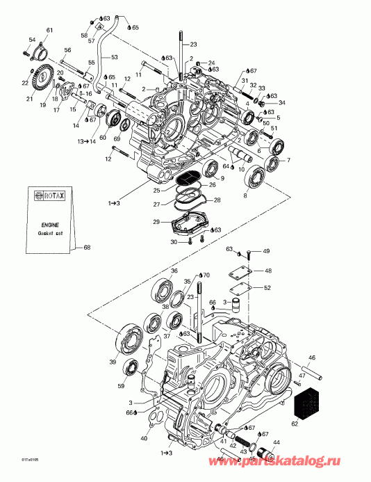ATV BRP ����������� Traxter Footshift, Red/rouge, 2001 - Crankcase