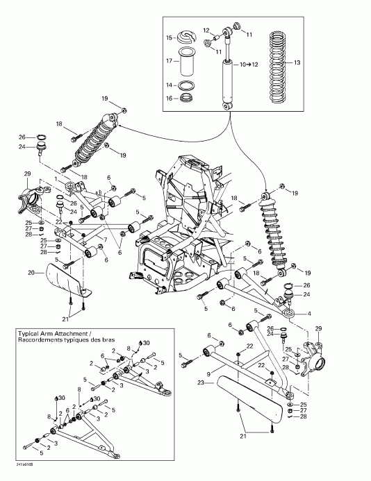  BRP  Traxter Footshift, Red/rouge, 2001 - Front Suspension