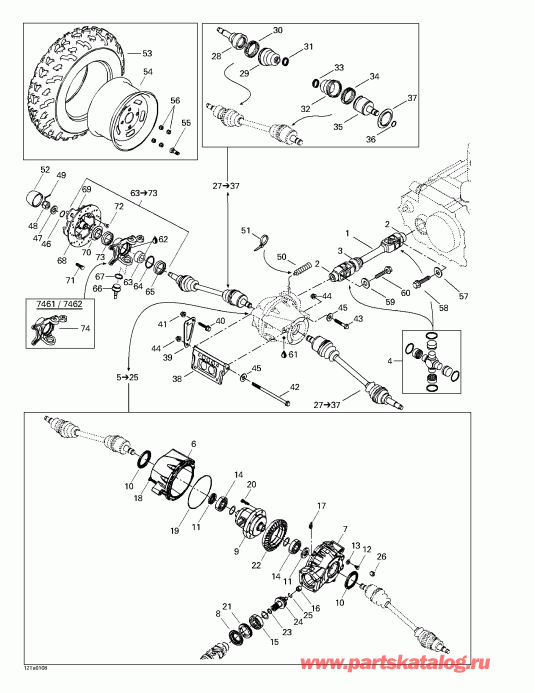  BRP  Traxter XL, 7448, 2001 - Drive System, Front