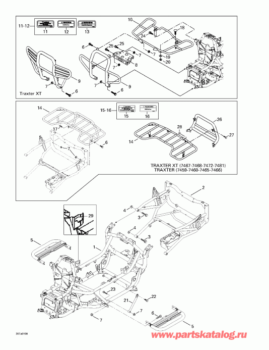 Traxter XT, 7467/7468/7472/7481, 2001  -   Luggage Racks