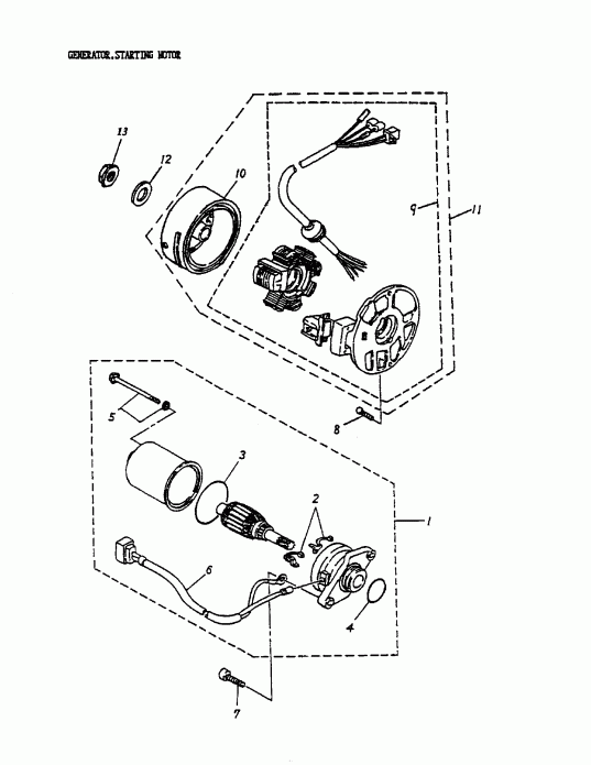 Mini DS 50 2-strokes, 2002  - Generator, Starting Motor 166-12