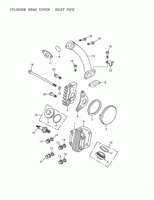  BRP Mini DS 90 4-strokes, 2002 - Cylinder Head Cover, Inlet Pipe 172-01