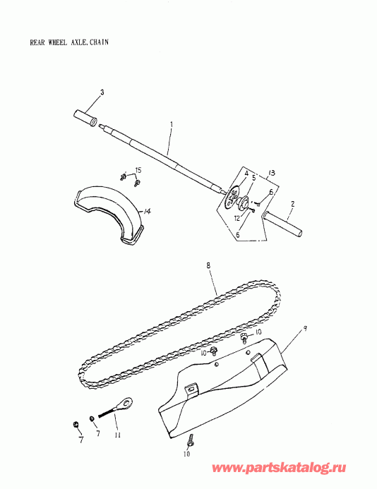  Bombardier Mini DS 90 4-strokes, 2002  - Rear Wheel Axle, Chain 172-26