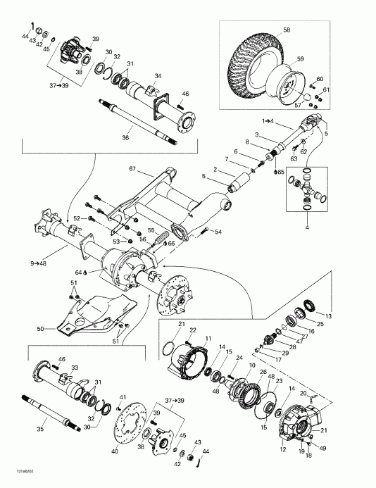  BRP Traxter XL, 7458, 2002  - Drive System, Rear