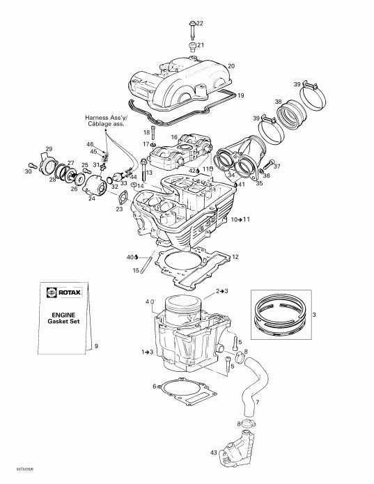   DS 650 Baja, 2003  - Cylinder, Cylinder Head