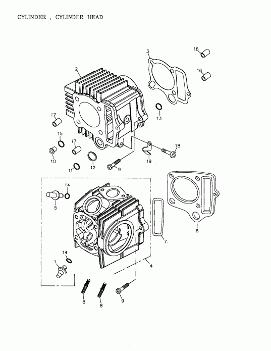  Mini DS 90 4-strokes, 2003 - Cylinder, Cylinder Head 172a-02