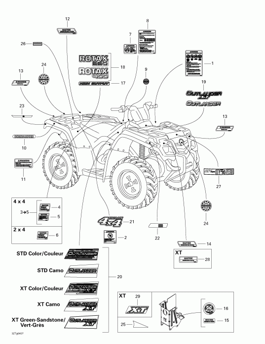   Outlander 330/400 STD 2 X 4, 2004  - Decals