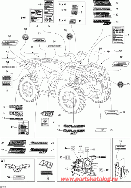  Bombardier  Outlander 400 XT 4 X 4, 2005 - Decals