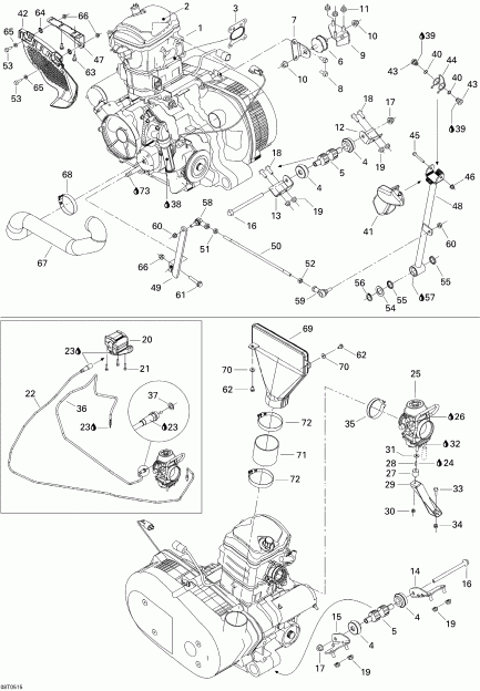ATV Bombardier  Traxter Max CVT 650, 2005 - Engine And Engine Support