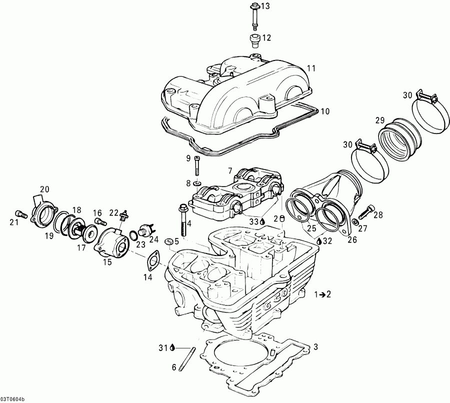 DS 650 X, 2006 - Cylinder Head