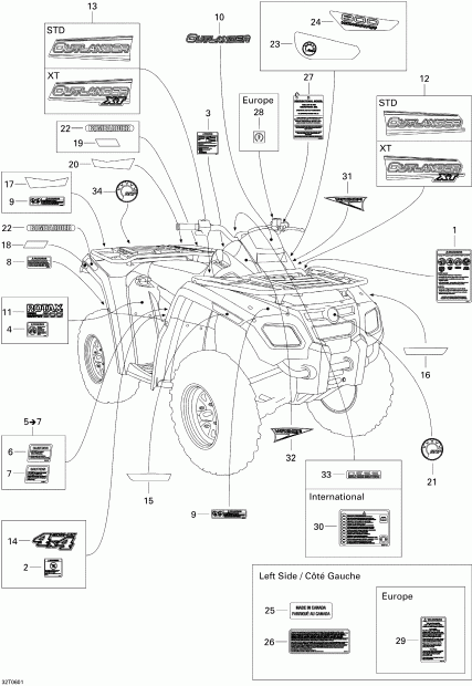  BRP Outlander 800 XT 4 X 4, 2006  - Decals Xt