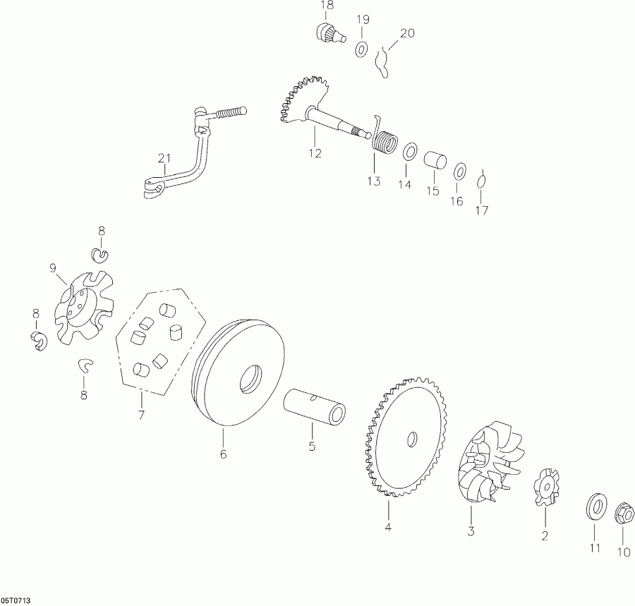  BRP  Mini DS 90 4-strokes, 2007 - Drive Pulley, Kick Start