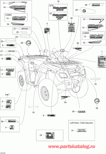 ATV Bombardier Outlander 500 STD 4 X 4, 2007 - Decals Std