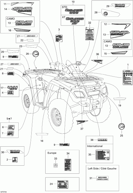 ATV  Outlander 800 STD 4 X 4, 2007 - Decals Std