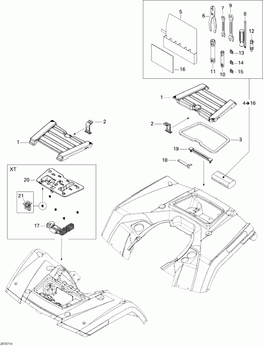 ATV  Outlander MAX 500 STD 4 X 4, 2007 - Front  Rear Trays Std