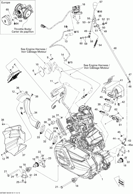 ATV Bombardier  Outlander MAX 650 XT, 2008 - Engine And Engine Support