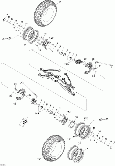 DS 450 CE STD & X (3F9D,3G9D), 2009  - Drive System, Front