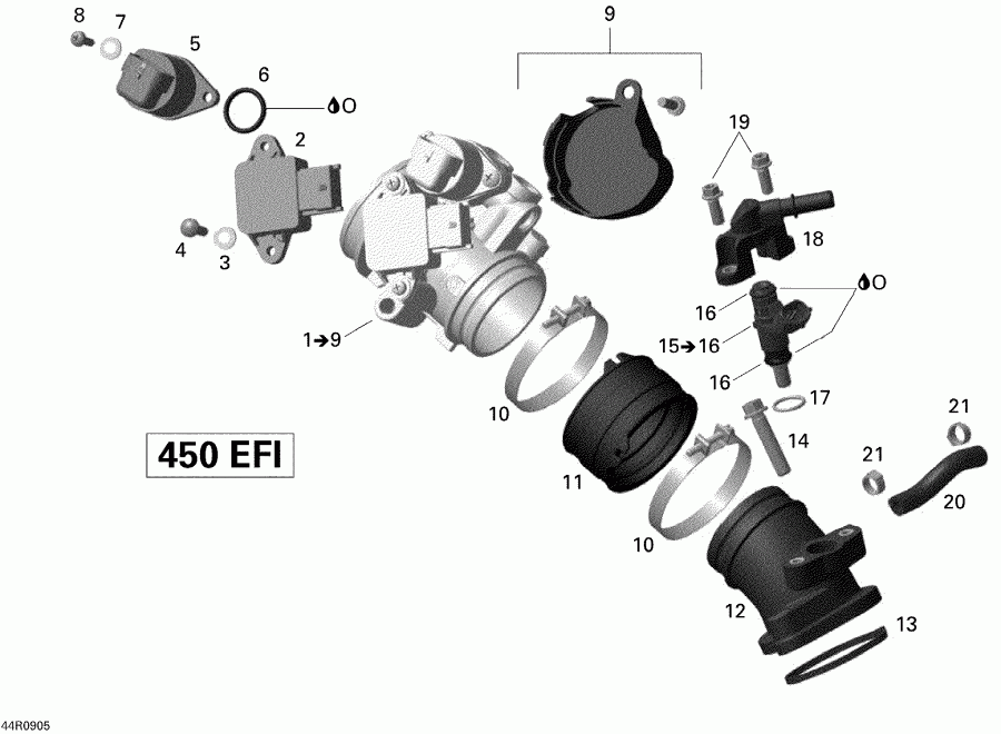 ATV BRP  DS 450 Xxc, Xmx EFI, 2009 - Intake Manifold And Throttle Body