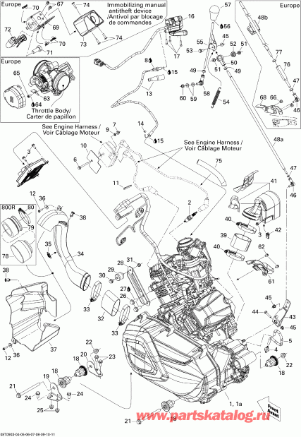 ATV BRP Outlander 650 EFI XT, 2009 - Engine And Engine Support