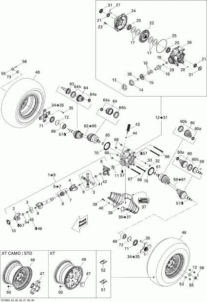    Outlander 650 EFI XT, 2009 - Drive System, Rear Xt