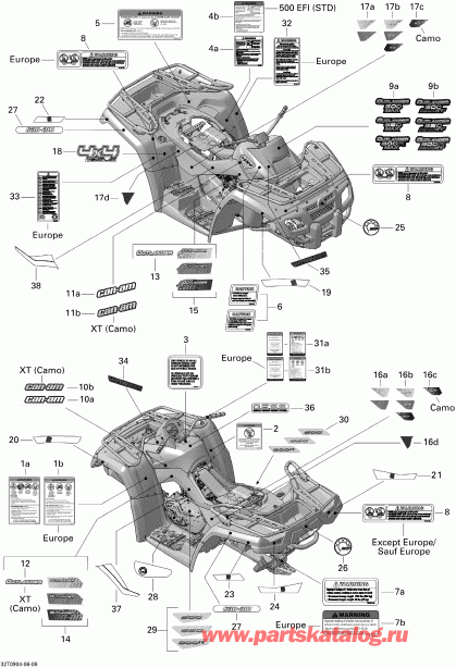 ATV BRP Outlander Max 500 EFI, 2009  - Decals Std