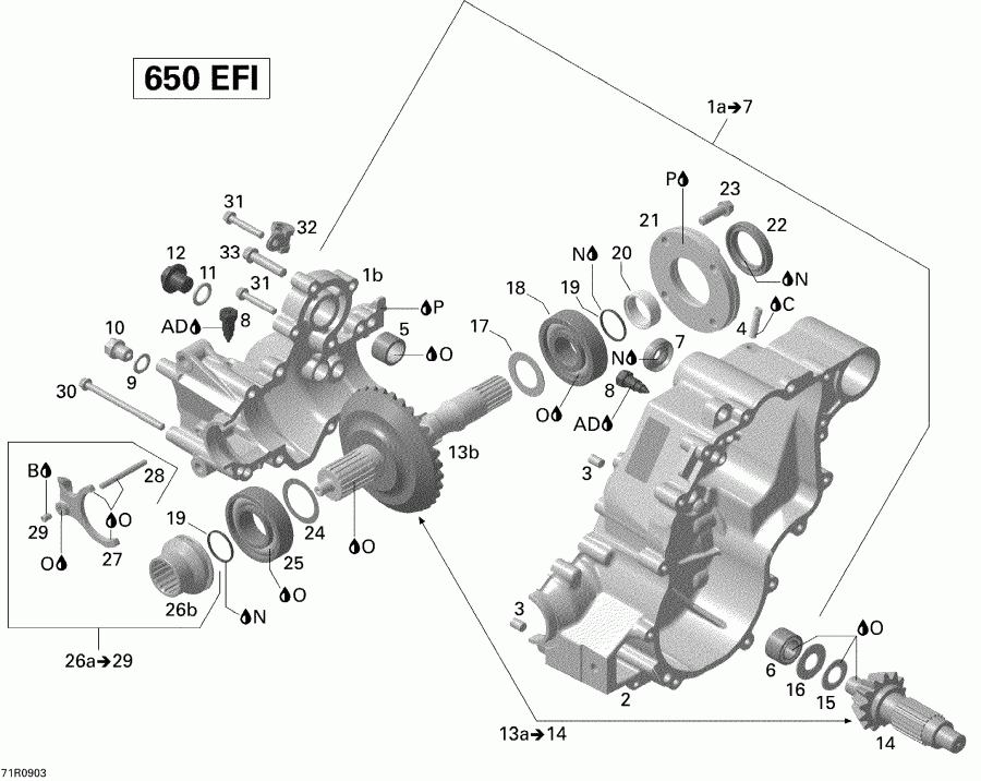   Outlander Max 650 EFI, 2009  - Gear Box Output Shaft
