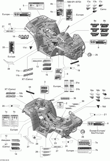   Outlander Max 650 EFI, 2009  - Decals Std