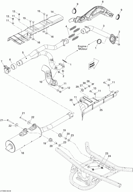 ATV Bombardier  Outlander Max 650 EFI XT, 2009 - Exhaust System