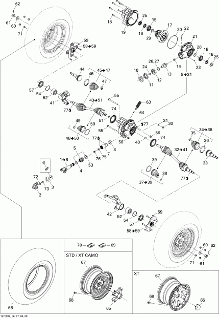 ������������  Outlander Max 800R EFI, 2009 ������ - Drive System, Front Std