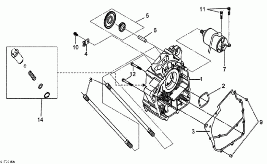  Bombardier  DS 250 NA, CE & INT, 2010 - Right Crankcase Half