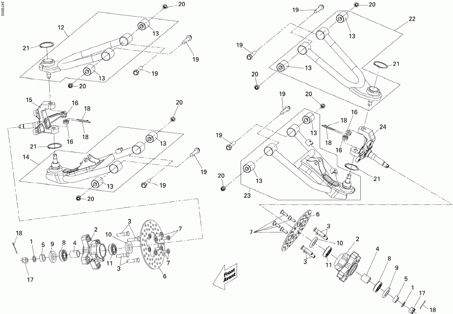 ATV BRP DS 250 NA, CE & INT, 2011 - Front Suspension