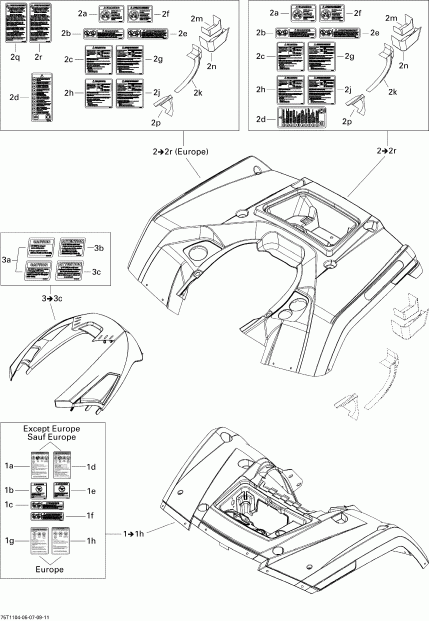    Outlander 800R EFI, XMR, 2011 - Fender And Central Panel Kit