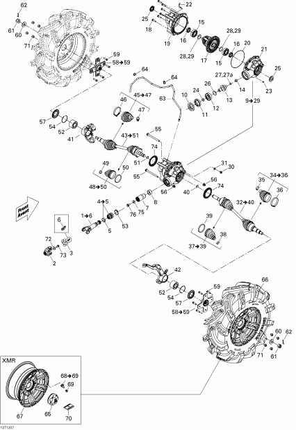 ATV BRP Outlander 800REFI Xmr, 2012 - Drive System, Front