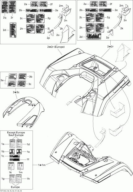 ATV Bombardier  Outlander 800REFI Xmr, 2012 - Fender  Central Panel Kit