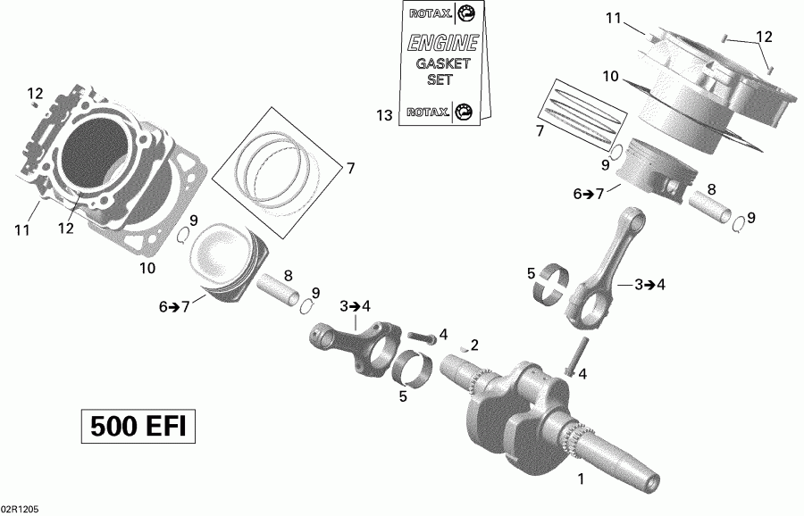  BRP  Outlander MAX 500EFI STD & XT, 2012 - Crankshaft, Piston And Cylinder