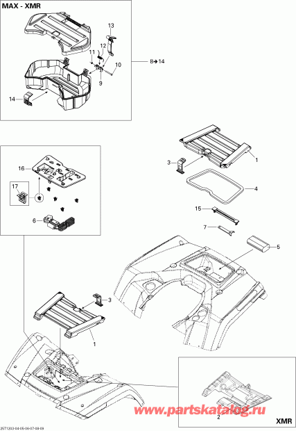   Outlander MAX 650EFI STD, XT & XT-P, 2012  - Front And Rear Trays