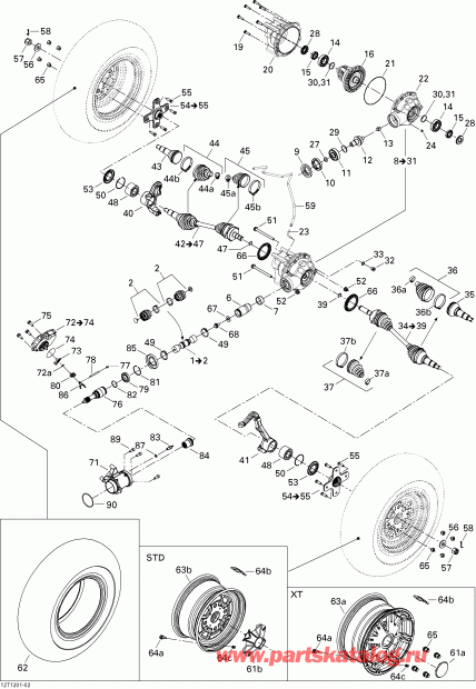   Outlander Max STD, XT, 400 EFI, 2012 - Drive System, Front