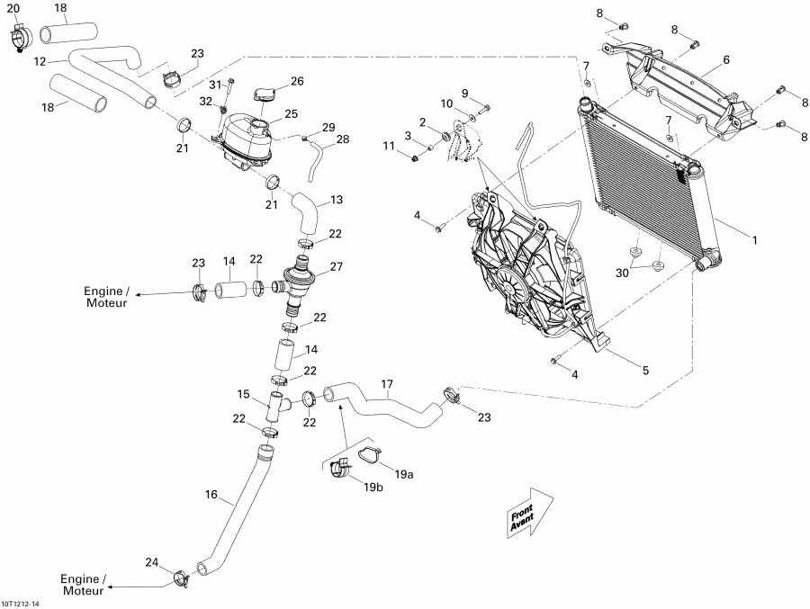  BRP Outlander STD, XT, 1000 EFI, 2012  - Cooling System