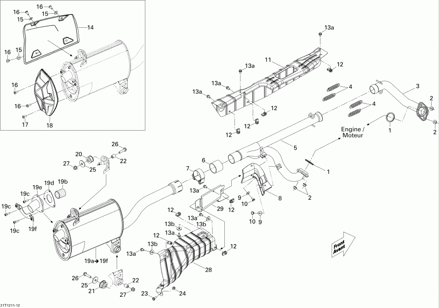 BRP  Outlander STD, XT, 1000 EFI, 2012 - Exhaust System