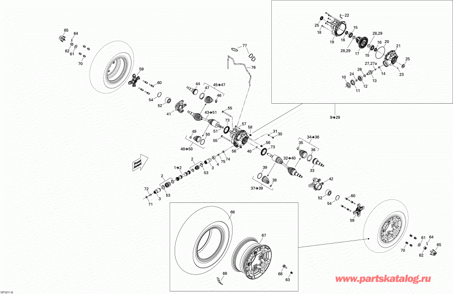 Outlander STD, XT, 1000 EFI, 2012 - Drive System, Front