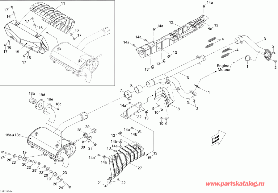 ���������� Bombardier Renegade STD, XXC, 1000 EFI, 2012 ������ - Exhaust System