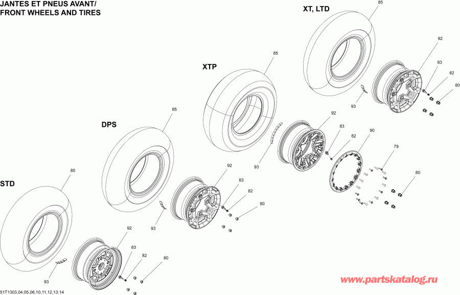   Outlander MAX 500EFI STD, DPS & XT, 2013 - Wheels  Tires Front