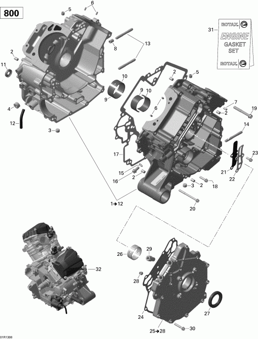 Outlander MAX 800R EFI, DPS, XT & XT-P, 2013 - Crankcase