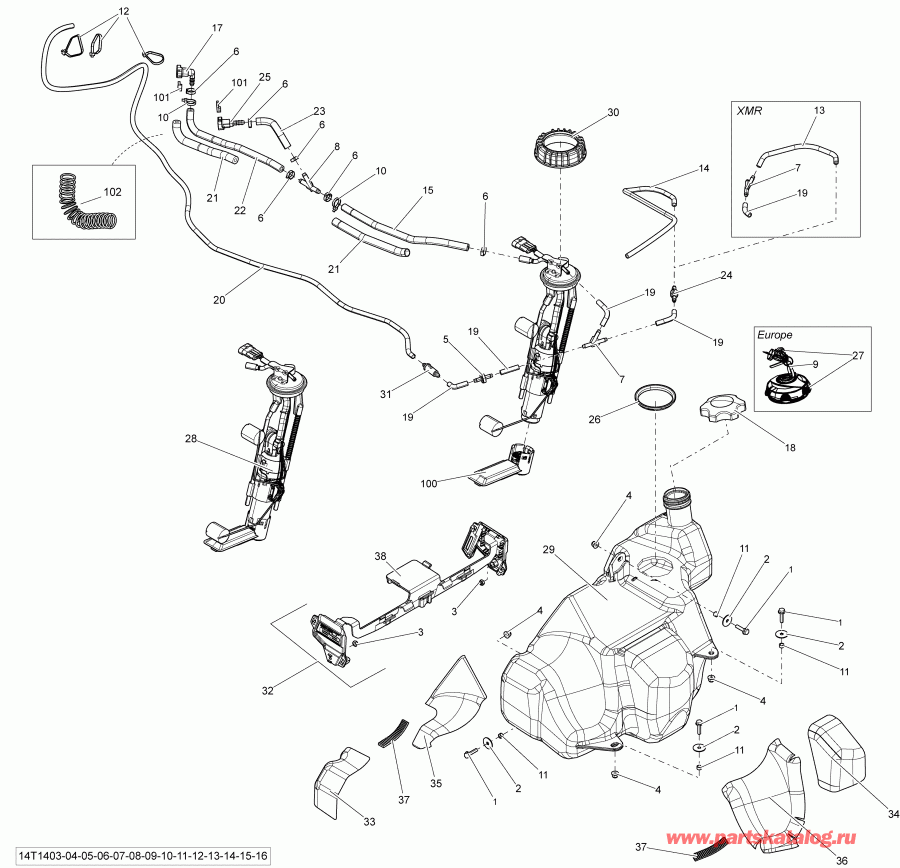   Outlander 1000EFI XMR, 2014 - Fuel System