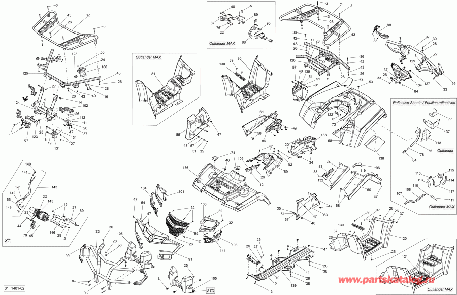 ���������� BRP ����������� Outlander 400 EFI, STD, XT, 2014 - Body And Accessories