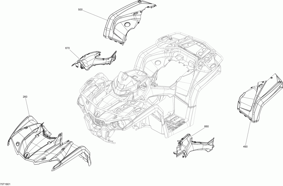 ����������  Outlander 450 EFI T3 Old EU Regulation, 2018 (built Before Nov 2017) ������ - Fender And Central Panel Kit G2l Viper Red